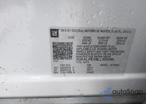 2020 GMC Terrain Fwd Slt из США, поврежденный, VIN 3GKALPEV8LL305346